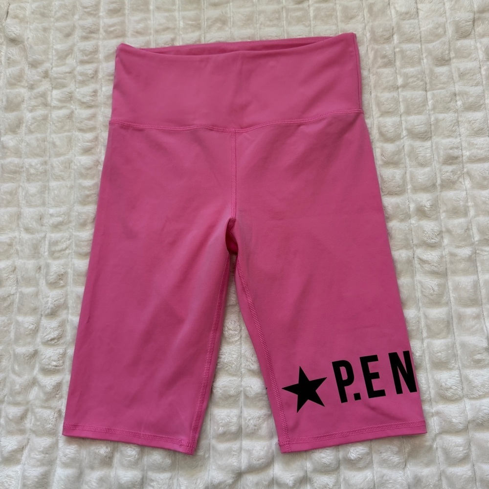 P.E Nation x H&M Pink High‎ Waist Biker Shorts ~ Workout Athletic Yoga 80s